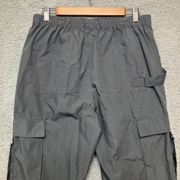 Faded Rose Cargo Pants Women L Baggy Wide Leg Gray Y2K 90s Skater Utility Pocket - Picture 13 of 14